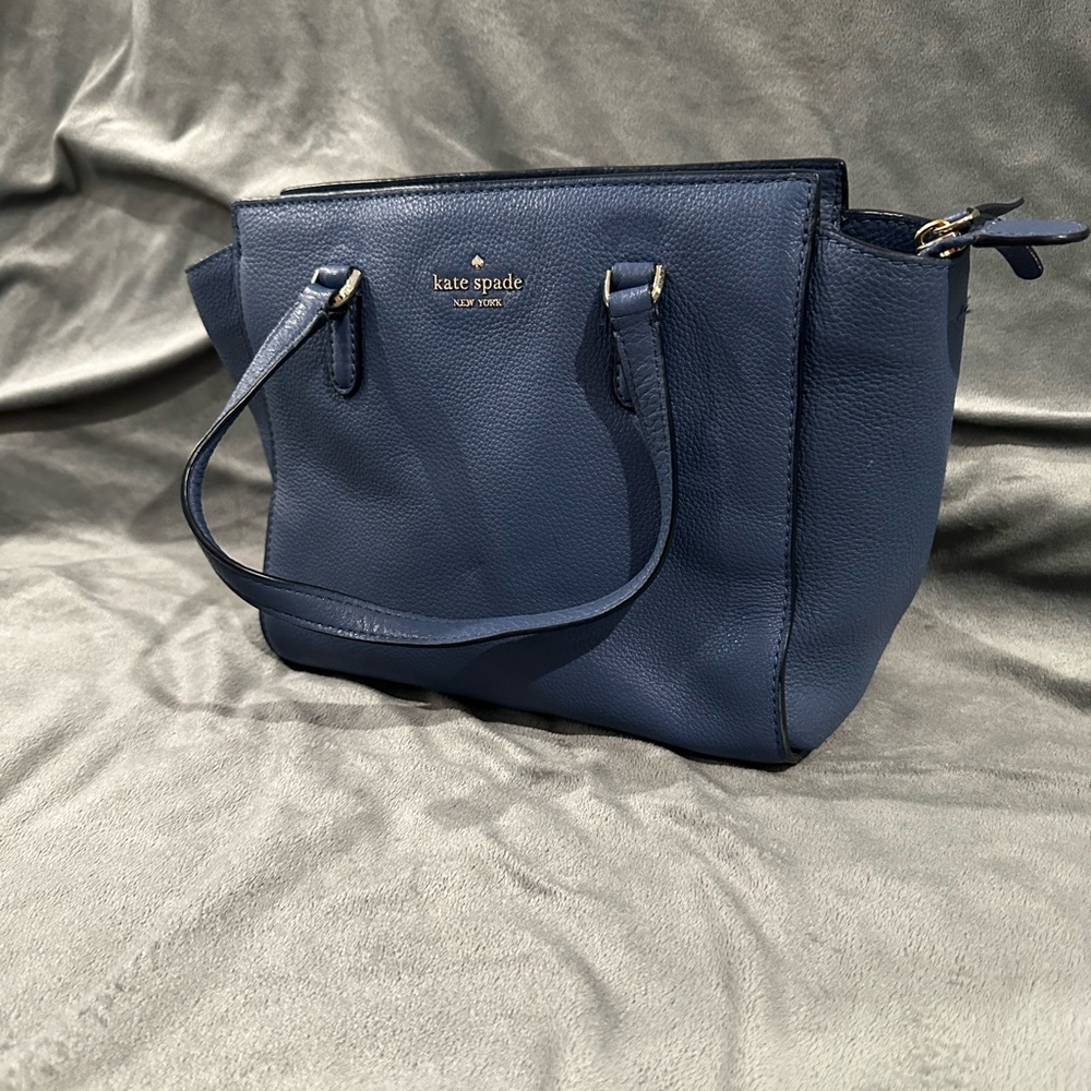 Kate Spade Blue Leather Handbag - Small Square Spacious - Picture 9 of 9